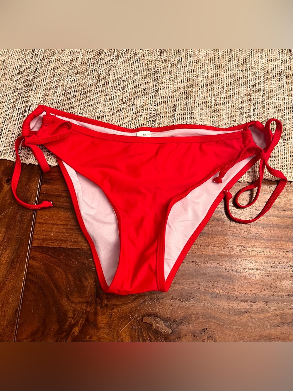 Red Tie-Side Bikini Bottoms